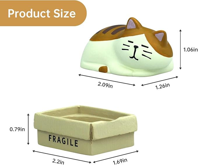 RAQWI Cute Box Cat Figurine Resin Cat for Office, Home Decoration Perfect Cute Cat Gift for Cat Lovers