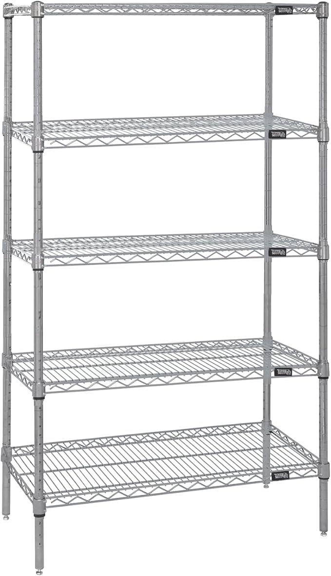 QUANTUM STORAGE SYSTEMS WR86-1472S-5 Starter Kit Wire Shelves Stainless Steel 5 Shelves 86" H x 72" W x 14" D