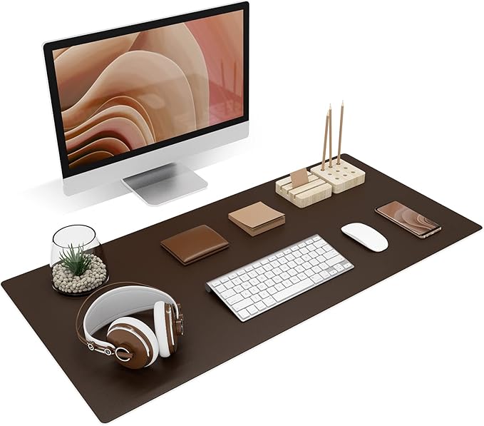 K KNODEL Non-Slip Desk Mat, Desk Pad, Desk Blotter, Desktop Mat for Desk, Large Desk Protector, Office Computer and Laptop Mat for Desk (35.4"x17", Brown)