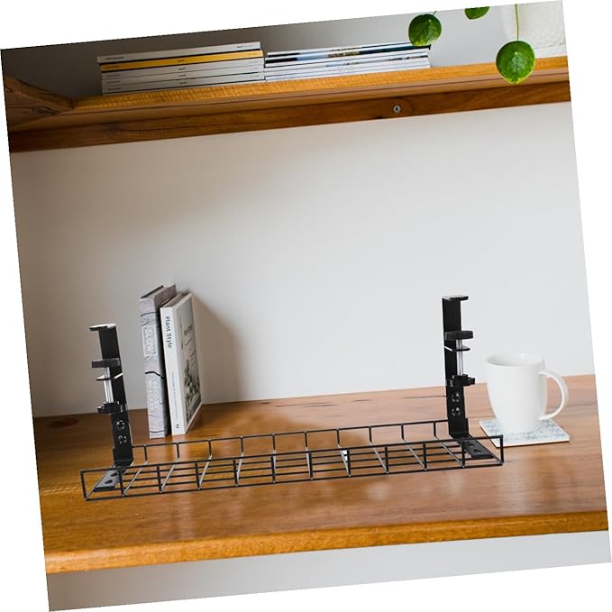Homoyoyo Desk Cable Tray Cord Organizer No Drill Cable Management Rack Large Capacity Wire Storage Holder for Office Desk 500mm Black