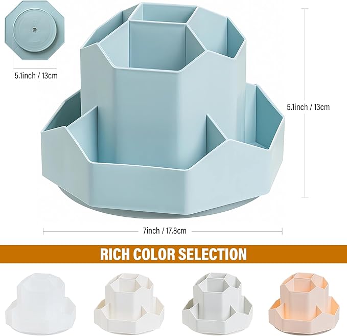 360 Degree Rotation Pen Holder,9 Slots Pencil Holder for Desk,Desk Organizer,Desk Accessories & Workspace Organizers,Apply Office, School, Home（Blue