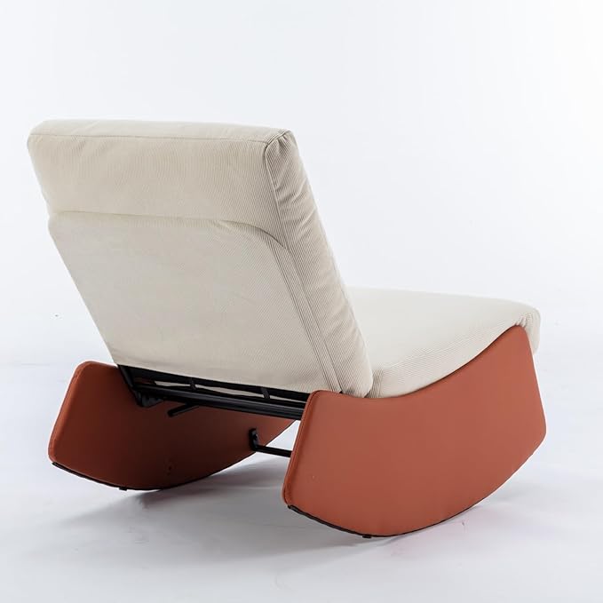 LUMISOL Comfy Rocking Recliner Chair for Adults, Nursery Glider Chair with Foot Rest, Upholstered Accent Reading Chair Rocker Chair with High Back for Living Room, Orange