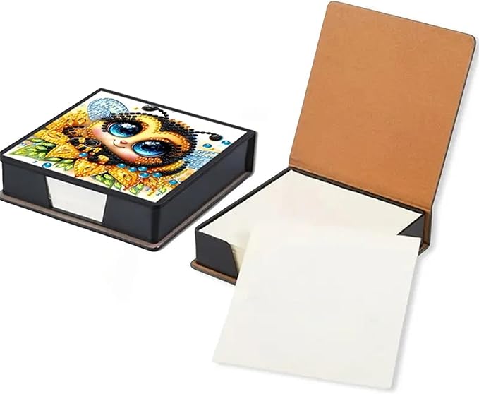 Bee Diamond Painting Kit Note Box,Memo Paper Storage Box Diamond Art,Sticky Note Holder Diamond Art,Diamond Painting Memo Pad For Office Desk. (bee)