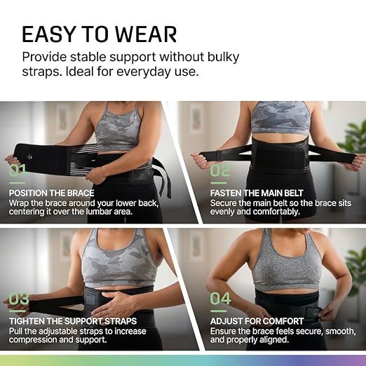 Modvel Back Brace for Lower Back Pain Women and Men – Lumbar Support Belt for Sciatica, Herniated Disc, Muscle Strain – Adjustable Breathable Work Brace with 6 Stays – Support for Posture – Size Plus