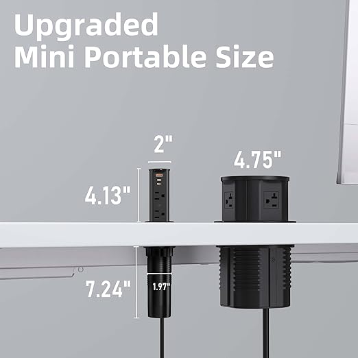 ANNQUAN 2 Pack 2 inch Space Saver Pop Up Outlet for Countertop with PD20W USB Ports,2 Outlets Tamper Resistant,Splashproof Pop Up Socket (ETL Listed)