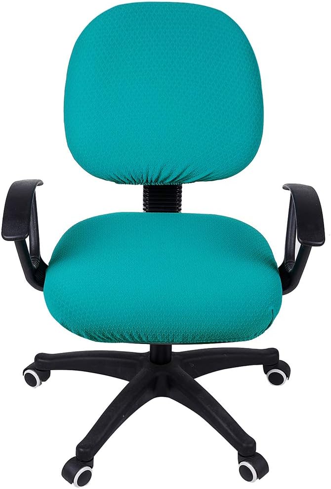 Smiry Stretch Jacquard Office Computer Chair Covers, Removable Washable Universal Desk Rotating Chair Slipcovers Protector, Seat + Backrest Cover, Peacock Green