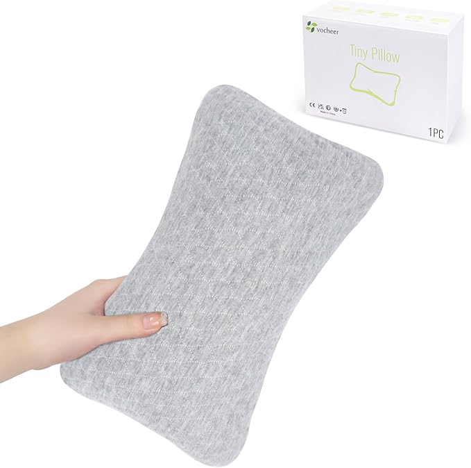 vocheer Small Pillows for Sleeping, 11”x6”x2.5’’ Mini Travel Pillow, Tiny Pillows for Neck, Wrist, Lumbar and Knee, Pets Pillow, Cotton, Machine Washable,Light Grey-1PC