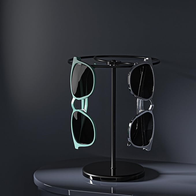 360° Rotating Sunglasses Organizer Stand, Eyewear Display Holder Stand, Eyeglasses Stand Rack for Nightstand Desk Bedroom or Shop Selling (Black)