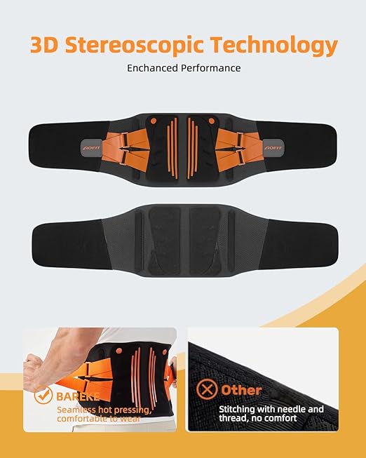 Back Brace for Lower Back Pain Women and Men with 3D Support Plate: Adjustable Lumbar Support Belt with 4 Stays & Support Straps & Ultra-thin Mesh for Under Clothes Sciatica, Scoliosis, Herniated Disc