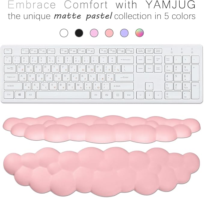 Cloud Wrist Rest Keyboard Palm Rest with Non-Slip Base for Computer Gaming Wrist Rest, YAMJUG Cloud Arm Rest Keyboard Wrist Pad Pink