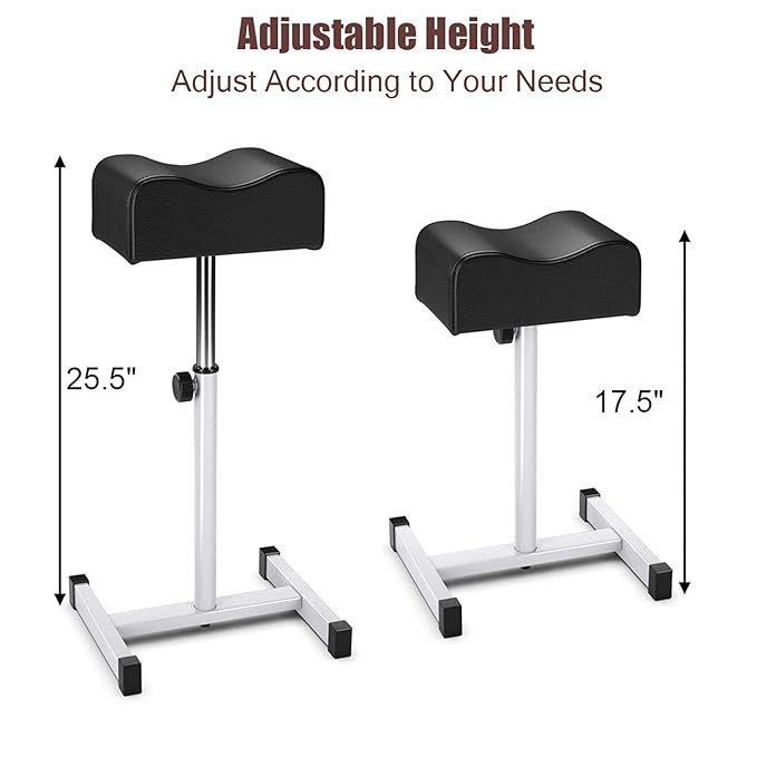 CHAOEEMY Pedicure Foot Rest,Adjustable Height Pedicure Stool,Pedicure Stand for Home Salon,Tattoo,Nail Tech(Black)