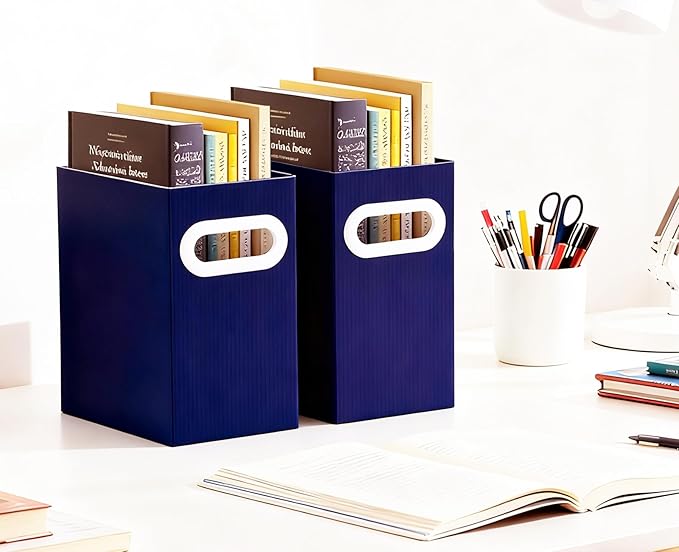 Purple Cardboard File Organizer, Storage Box for Hanging File Folders Letter Size, Portable Document Organizer with Handle for Home, School, or Office