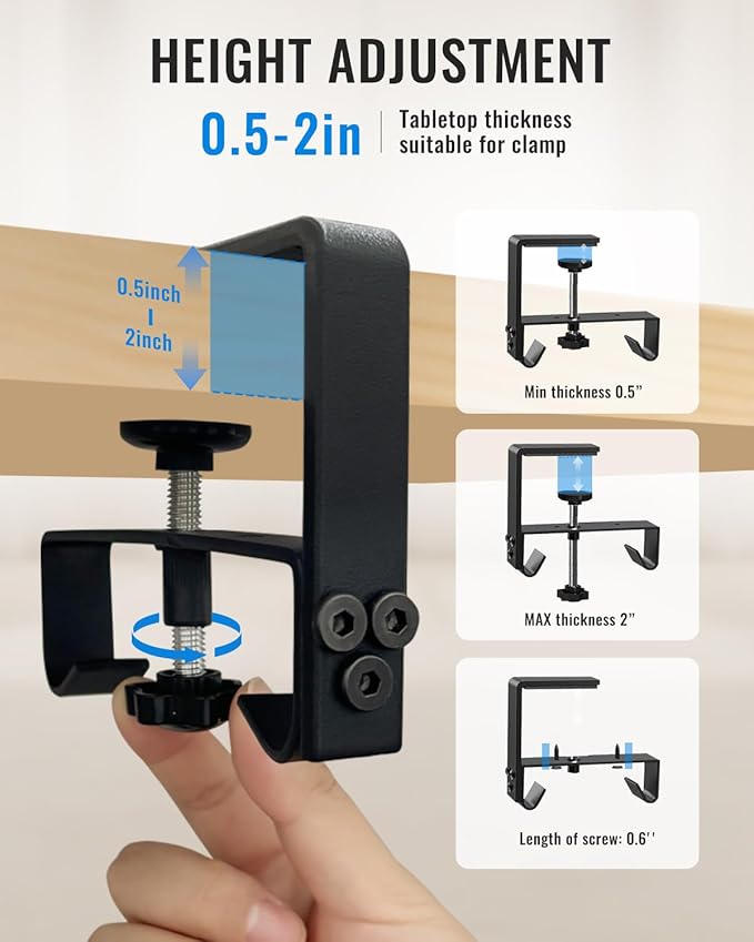 36" No Drill Under Desk Cable Management Tray - Upgraded Oxford Fabric with Cable Loop, No Damage to Table for Standing Desks and Home Office (Large (36 Inch))