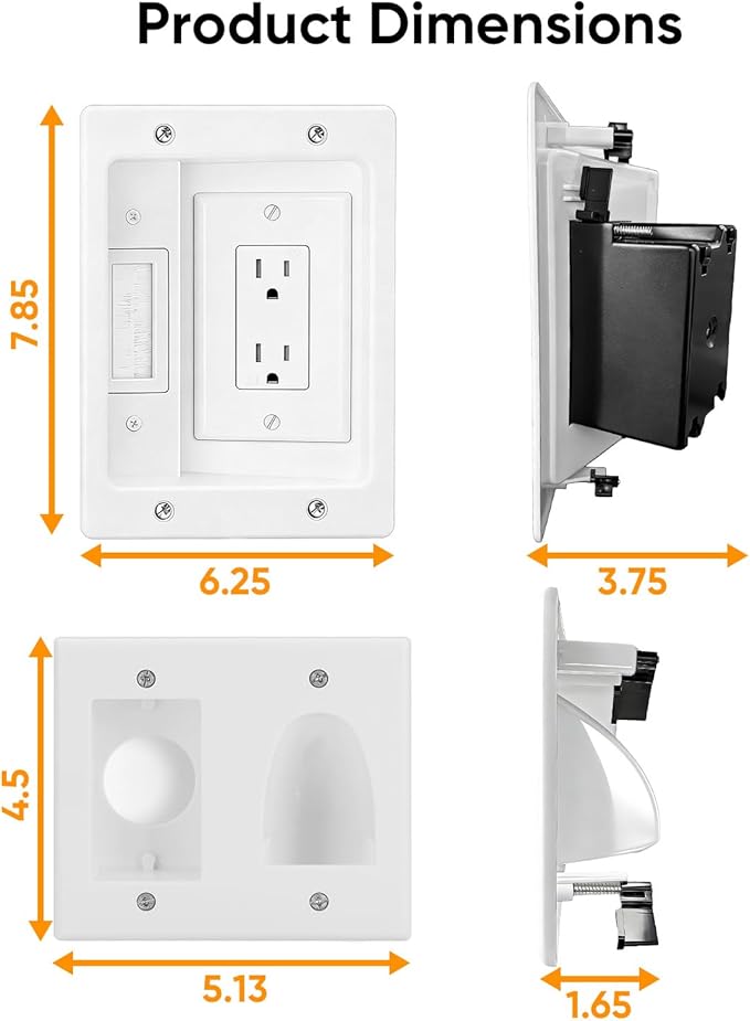 FORGING MOUNT in-Wall Cable Management Kit or Power & Low Voltage Cords, Cord Hider for Wall Mount TV with AC Outlets, Includes 6ft Extension Cord, Drywall Hole Saw Attachment,Drill Templates