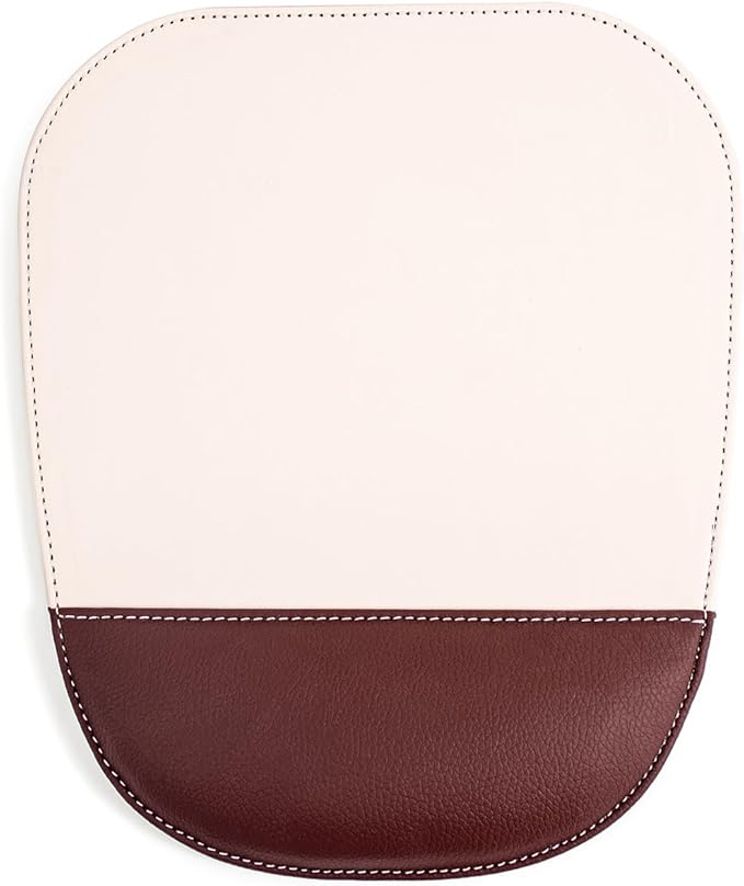 Black Office Square Leather Mouse Pad with Wrist Rest Non-Slip Design, Business Style Gaming PU Mousepad for Learners, Workers &Computer Users. (S-Beige)
