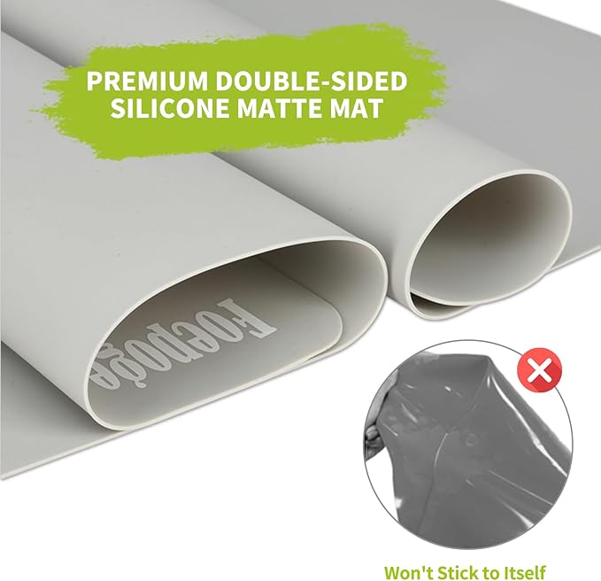 Foepoge Extra Large Silicone Sheet for Crafts 27.9''x20'', Nonstick Silicon Mat for Jewelry Making, Epoxy Resin Painting Pad, Nail Art Mat for Table, Waterproof Heat Resistant Placemat - Gray