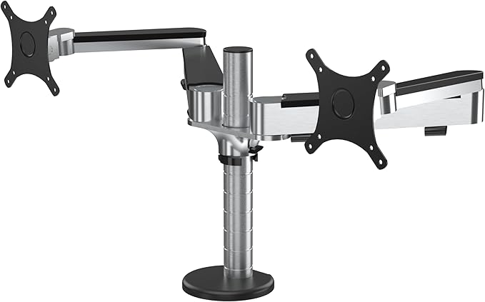 VERSADESK OmniView Dual Monitor Stand - Height Adjustable Arms for 24"-27" Screens - Desk Mount with 360° Rotation - VESA Compatible - Each Arm Supports up to 15lbs | Black