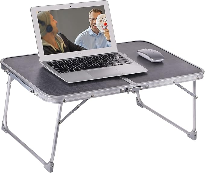 Foldable Laptop and Bed Table with Storage - Portable Mini Lap Desk for Legs, Ideal for Study, Reading, Picnic, Breakfast & Early Summer Camping