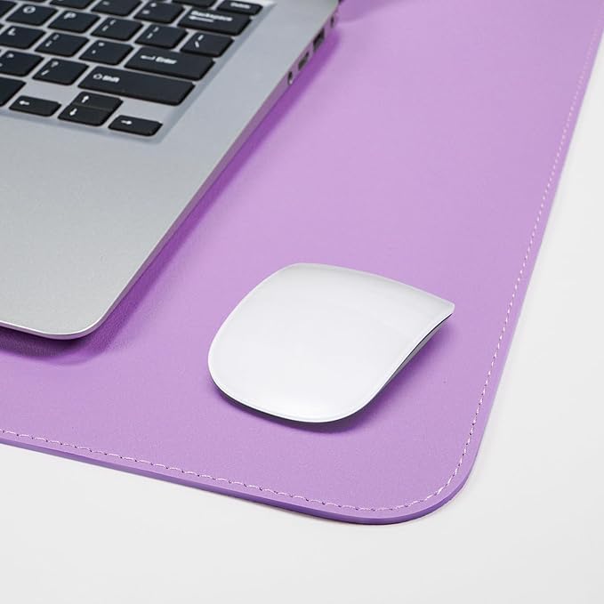 AFIING Cork Desk Mat 47" x 17", Dual-Sided Natural Cork & PU Leather Desk Pad, Non-Slip Waterproof Large Mouse Pad for Office, Home & Gaming (Purple)