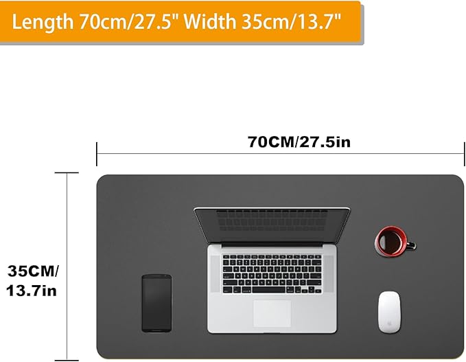 Large Leather Desk Pad Protector,Black, 27.5inch x 13.7inch,Non-Slip Durable Office Desk Mat for Writing, Computer, Laptop, Mouse Pad & Desktop Use,Desk Protector Mat