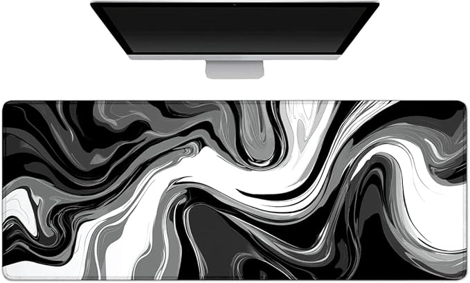 Desk Mat,Desk Pad, XXL Large Mouse Pad,Anti-Slip Big Mousepad with Stitched Edges,Extended Computer Mouse Pads for Desktop Black and White