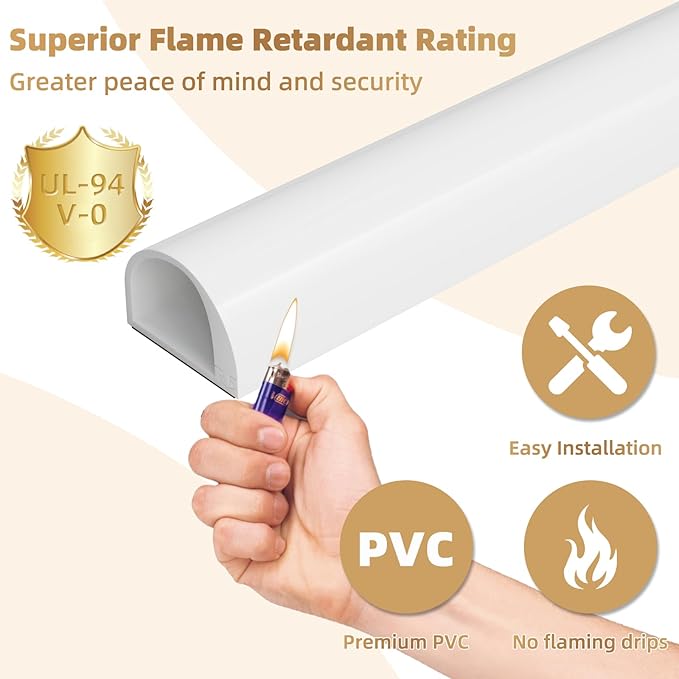 78" Side Open Cord Hider for Wall Mounted Tv, Silicone Flexible Cable Cover to Hide Conceal Cords Along Wall,Wire Raceway Management Cable Concealer Channel,Electric Cord Organizer,W 1.08"× H 0.6"