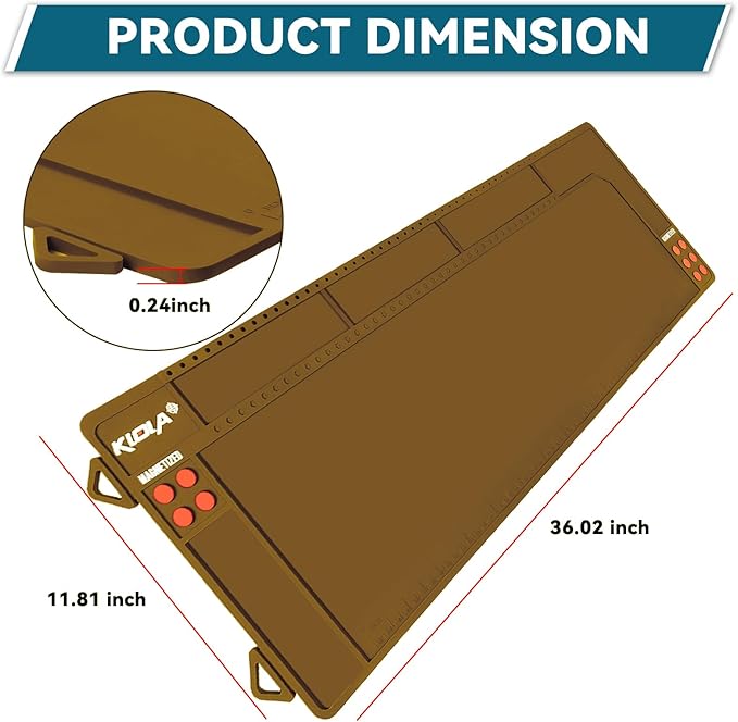 Klola Rifle Shotgun Cleaning Mat - Large Magnetic Gun Mat with Organizer Parts Tray, Anti-Slip Workbench Cleaning Pad, Inch Ruler