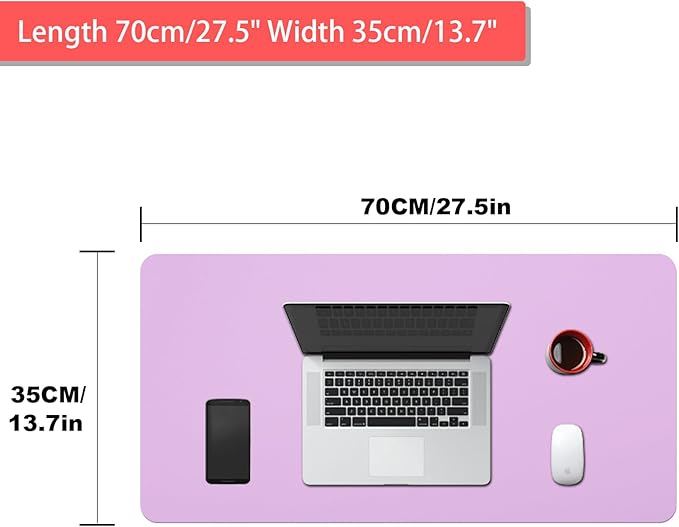 Large Leather Desk Pad Protector 27.5"x13.7",Non-Slip Durable Office Desk Mat for Writing, Computer, Laptop, Mouse Pad & Desktop Use,Desk Protector Mat,Light Purple