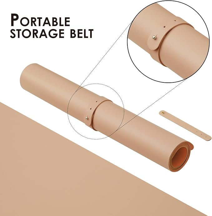 HOMIEAZICOZI Dual Sided Leather Desk Mat - Waterproof Pad for Office and Home Organization Accessories Ideal Large Mouse Mats on Top of Desks(Apricot+Orange,31.5''x 15.7'')