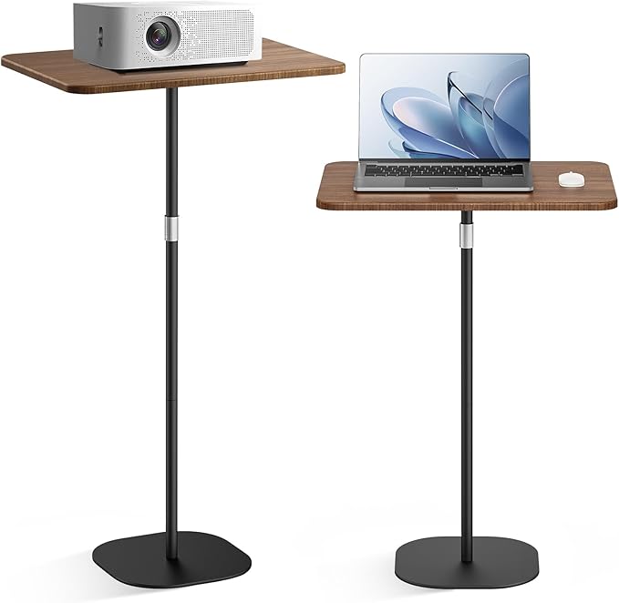 Portable Laptop Floor Stand, Bedside/Sofa Table with Height Adjustable 18''~47'', Stylish Movable Workstation Floor Standing Desk for Office, Meeting Room, Living Room Easy Assembly, Black