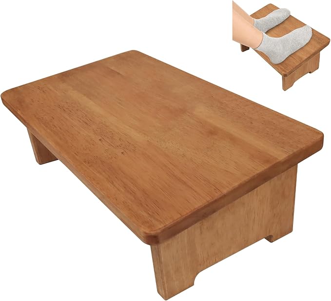 Solid Wood Under Desk Footrest Foot Rest for Under DEST at Work Ergonomic Foot Stool Improves Posture and Circulation, Chair Footrest for Leg Rests 350lbs Capacity for Home Office