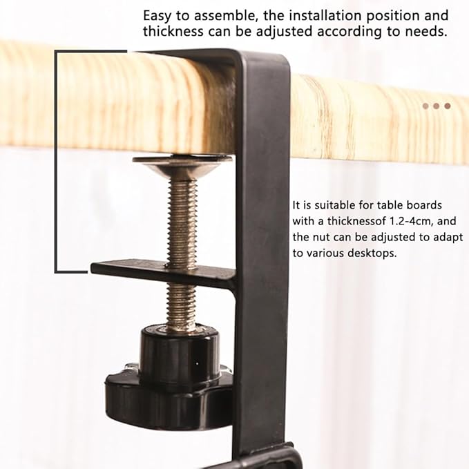 Under Desk Cable Management Tray Wire Organizer, 37 x 14.5 x 14.5 cm, Carbon Steel Mesh Rack with Clamp-On Design, No Drilling Required