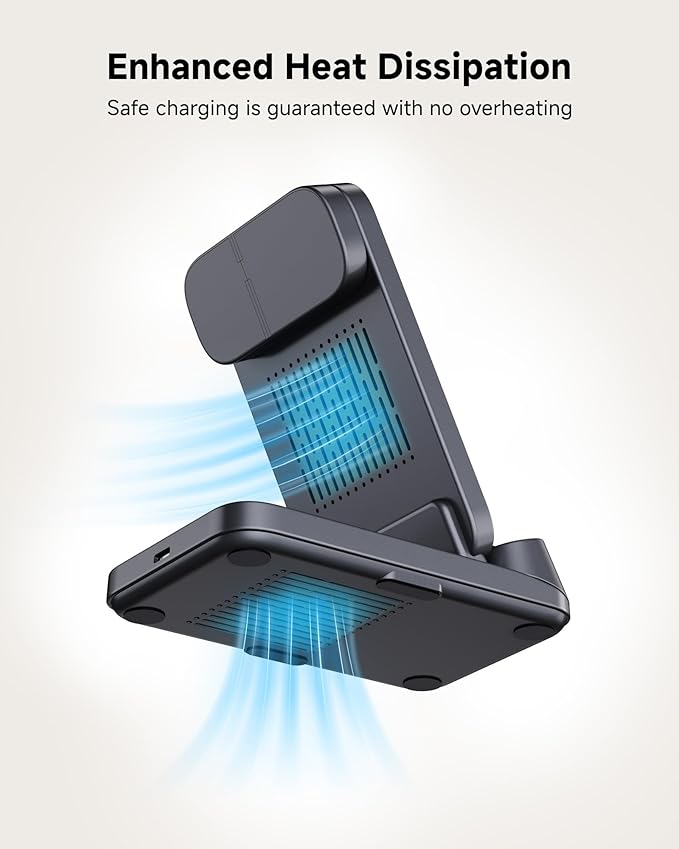 SwanScout 3-in-1 Wireless Charging Station for Samsung S25 Ultra/S25/S24/S23/S22/Z Flip7, Foldable Wireless Charger for Galaxy Watch 8 Classic/8/Ultra/7/FE/6/5, SwanScout 708S (No Adapter)