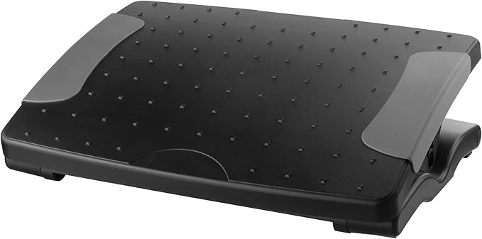 Kantek Ergonomic Adjustable Height Under Desk Footrest, 4 Height Setting, Adjustable Tilt Angle, Supports Legs to Enhance Comfort and Relieve Muscle Fatigue