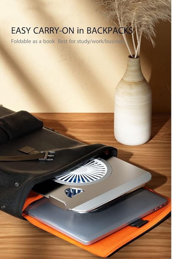 Laptop Stand Fan with 360 Rotating Swival Base, 10inch Riser Height Adjustable for Typing/Viewing/Presentation,Metal Ergonomic Strong Holder,for Heavy Notebook 12 14 15 17Inch MacBook