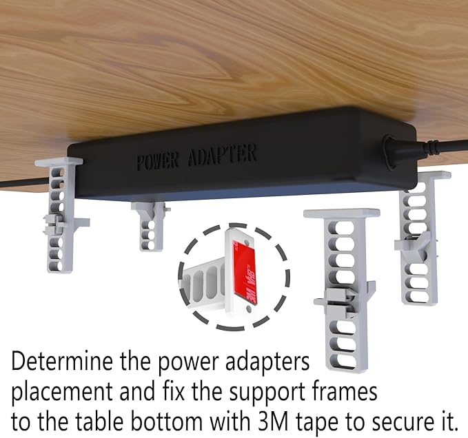 Universal Under Desk Mount for Power Brick Holder Docking Station Mount Power Strip (Black)