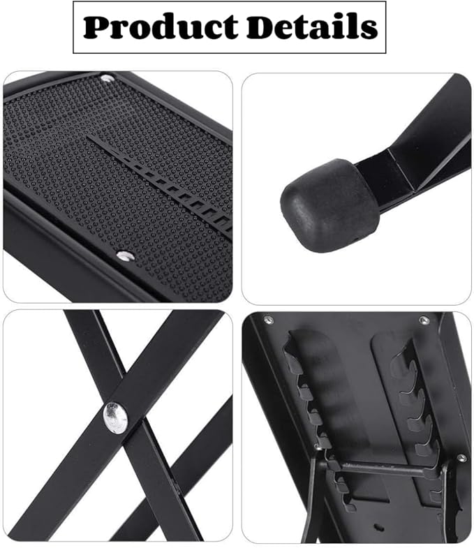 Guitar Foot Stool, 6-Position Height Adjustable Guitar Foot Rest Stand with Rubber End Caps and Non-Slip Rubber Pad for Classical, Acoustic, Electric Guitar - Black