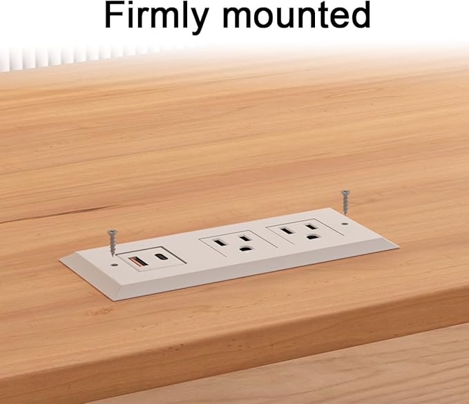 Recessed Power Strip - 2 Pack,20W USB C Fast Charging Station,18W QC3.0 USB-A,Flush Mount Desktop Power Strip with USB Ports,for Sofa Nightstand Counter,Flat Plug,6.5 ft Cord,White