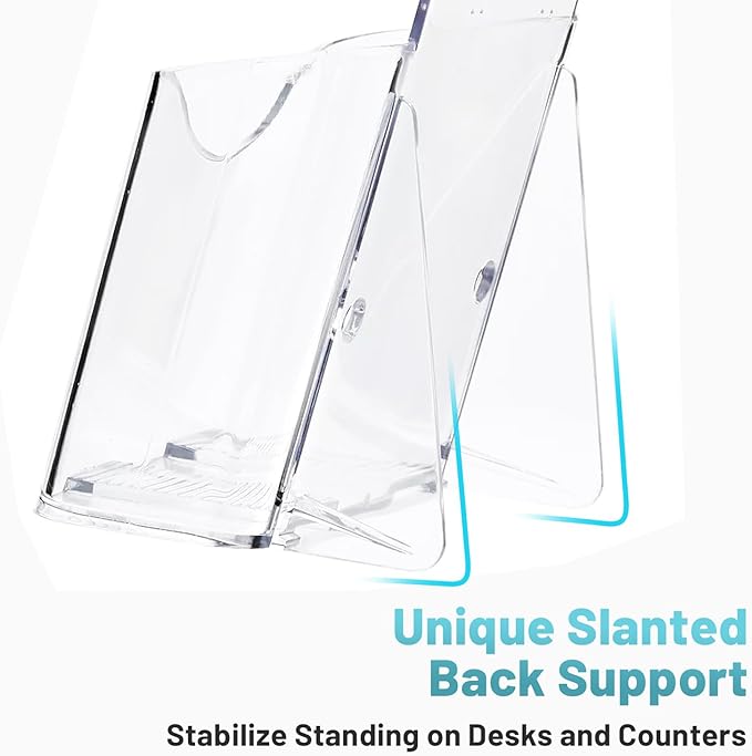Viymgit Brochure Holder Stand, 12 Pack 4 inches Acrylic Pamphlet Display Stand Wall Mount/Countertop, Clear Plastic Trifold Rack Card Holder for Organizer Flyer, Leaflets, Document, Literature