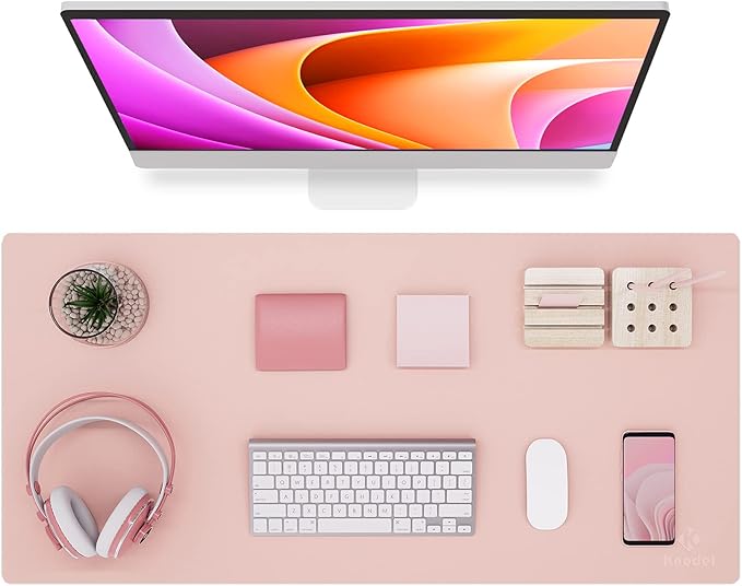 K KNODEL Non-Slip Desk Mat, Desk Pad, Desk Blotter, Desktop Mat for Desk, Large Desk Protector, Office Computer and Laptop Mat for Desk (35.4"x17", Pink)