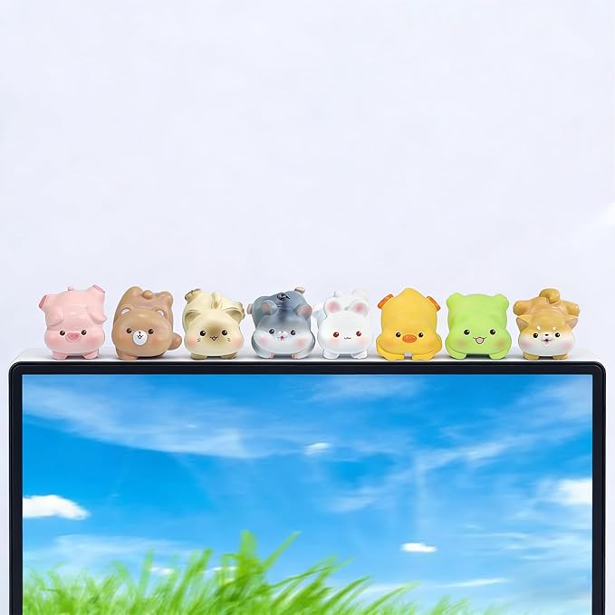 Computer Monitor Decor,Computer Monitors Decors Figurines,Personalized Animal Collectible Figurines, Monitor Decor for Home, Office,Car Decoration (Green)