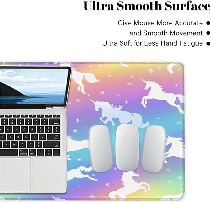 Large Mouse Pad Rainbow Galaxy Unicorn Non-Slip Rubber Long Gaming Desk Mat Big Computer Keyboard Mousepad Waterproof Protector Wristing Pad for Gaming Office Home Decorative 31.5 X 11.8 Inch