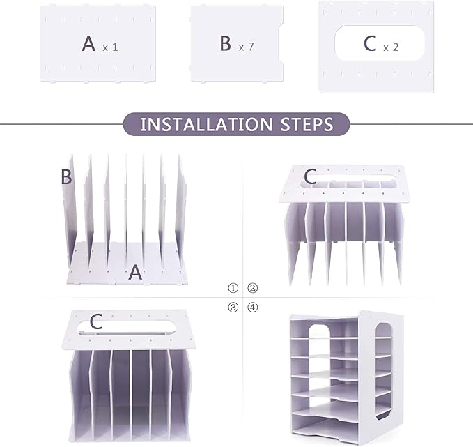 SONGWAY File Organizer for Desk - Desk Organizer for Document, Multifunctional 7 Tier Vertical File Holder, Paper Holder Organizer, Desktop File Organizer for Home Office School Decorations, White