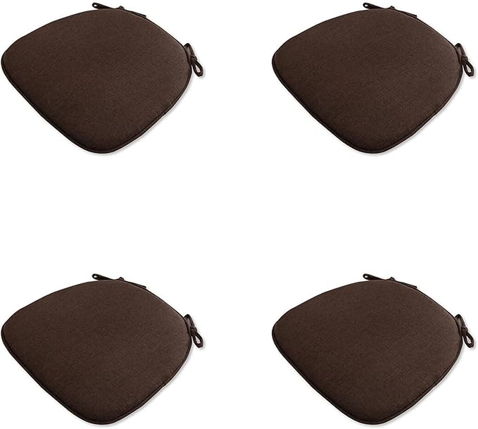 U Shaped Chair Cushion Cover with Ties for Dining Chair Pad Set of 4 Linen Thick Non Slip Seat Cushion for Kitchen Living Room Office Chair Decor Machine Washable 17"x 16" (Brown, 4)