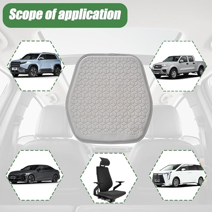 Gel Car Seat Cushion, Office Chair Cushion, Non-Slip & Comfortable Automotive Chair Protector Pad for Driving, Breathable Automotive Front Seats Pad Universal for Car SUV Truck (Gray)