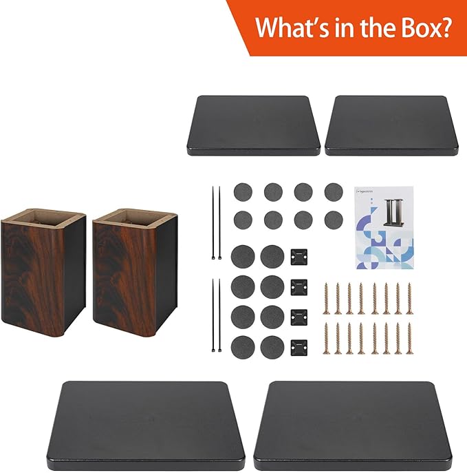 Pair-6 Inch (15CM)-Wood Speaker Stands for Home-Cinema HiFi Desktop and Satellite Speakers Monitor Stands