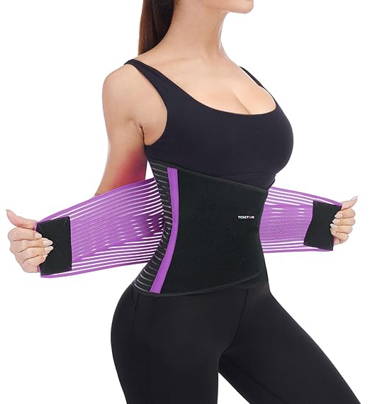 TESETON Back Support Brace Belt for Men & Women, Breathable Lumbar Support Belt, scoliosis back brace, Waist Relax Lower Back Pain & Sciatica Pain Relief with 8 reinforced Bones 02 Purple-XL