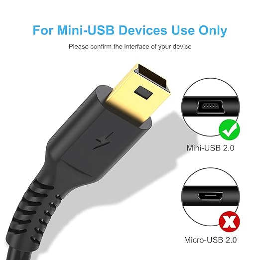 3ft Mini USB Cable, Standard USB 2.0 to Mini B Male Charger Cord Durable USB Mini to USB Charging Cable Compatible with PS3 Controller, MP3 Player, Camera, Dash Cam, Garmin GPS, Hero 3+(Black)