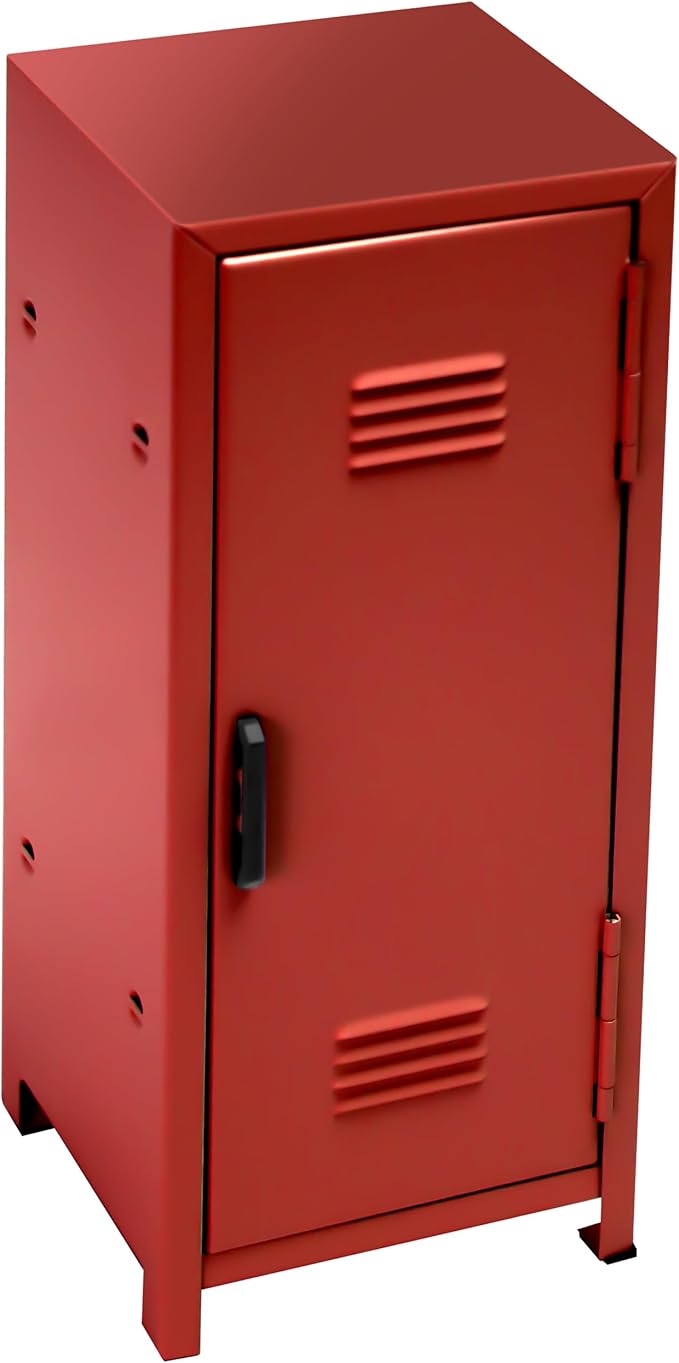 PACOLO Mini Locker, Metal Small Locker for Desktop, Girls Lockbox Desktop Storage Organizer, Money Safe and Cash Lock Box for Girls Safe (Red)