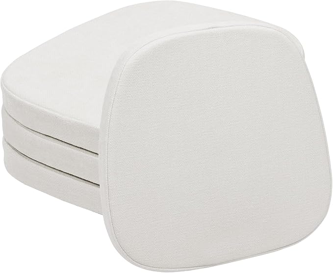 baibu 14x14 Memory Foam Metal Chair Cushions Set of 4, Dual-Layer Design Non-Slip Metal Dining Chair Pads Kitchen Seat Cushion with Machine Washable Cover, 4 Counts, White